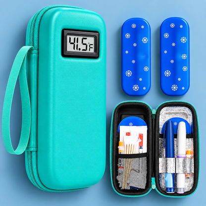 🏆 #1 Best Choice 🩺 Insulin Cooler Travel Case with Temperature Display